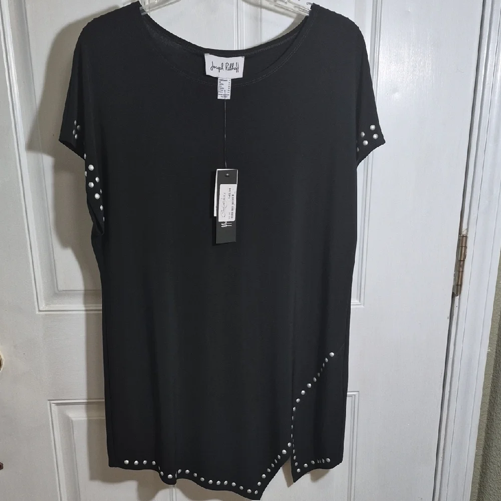 Joseph Ribkoff Black Tunic with Silver Studs NWT - Picture 1 of 4